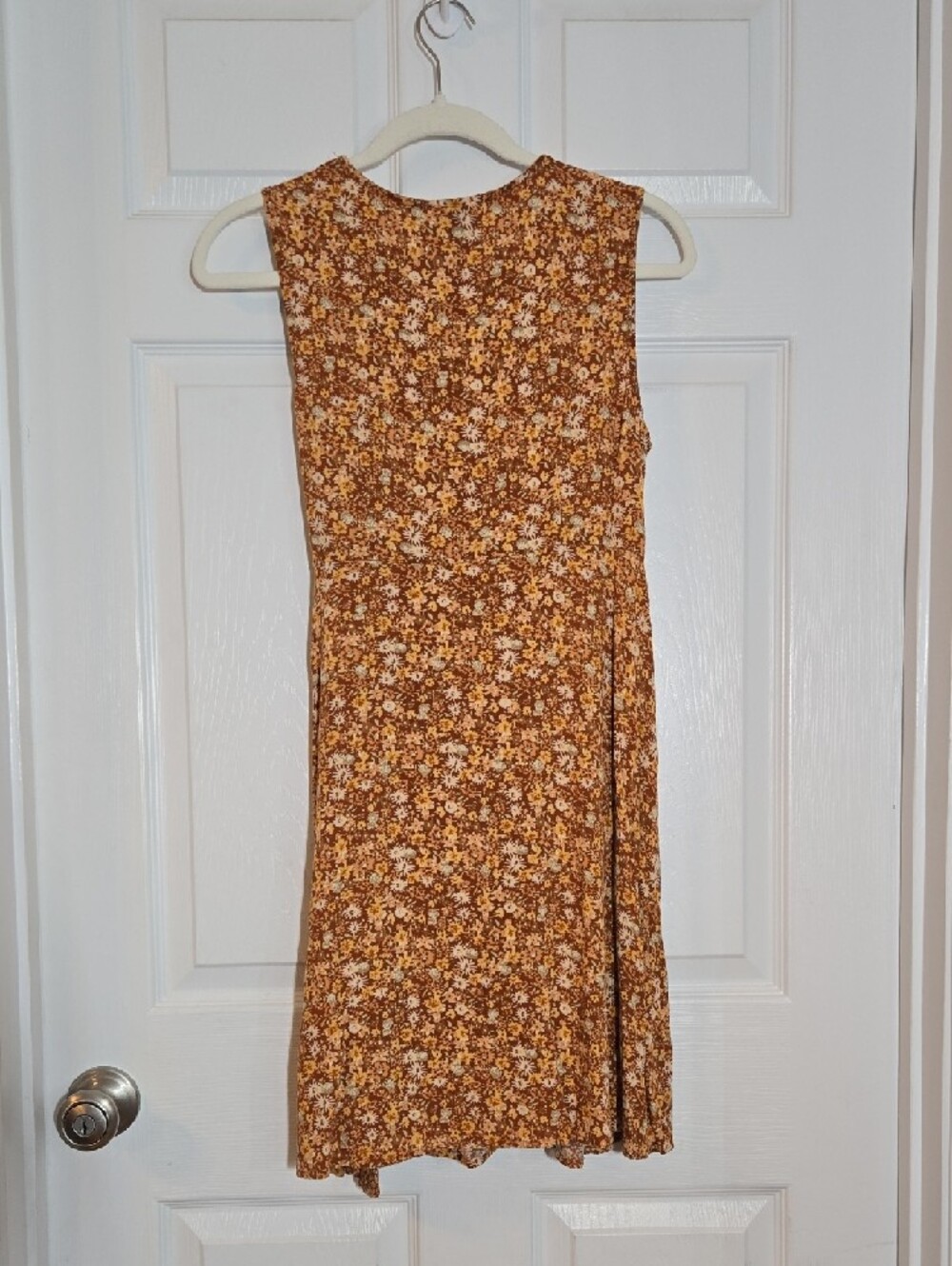 Universal Thread Rust Floral Wrap-Style Mini Dress Size Large - Picture 5 of 7